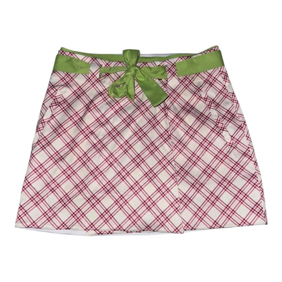 Jack Nicklaus Dresses & Skirts - Jack Nicklaus Golf White Pink Green Gingham A-Line Skirt Skort & Shorts Size 6